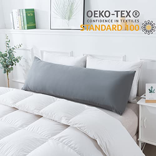 20x54 Inch Soft Grey Body Pillow with Pillowcase - Ergonomic Comfort