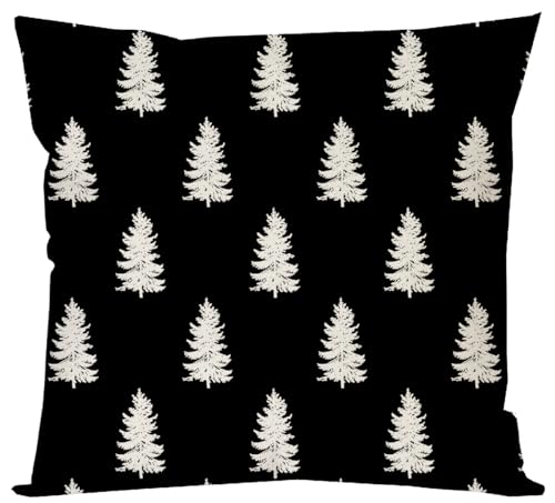 PANDICORN 18x18 Christmas Pillow Covers Set of 2 – Black Farmhouse Holiday Decor
