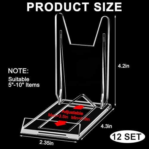 12-Pack Adjustable Acrylic Book Stand Display Easel for Books and Media