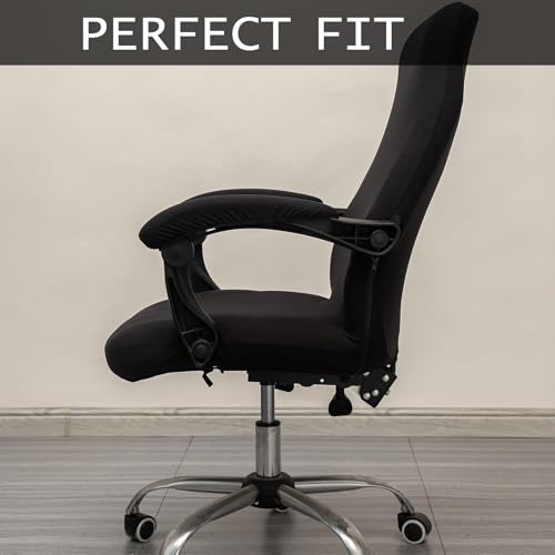 Universal Stretch Desk Chair Cover with Arm Covers - Black