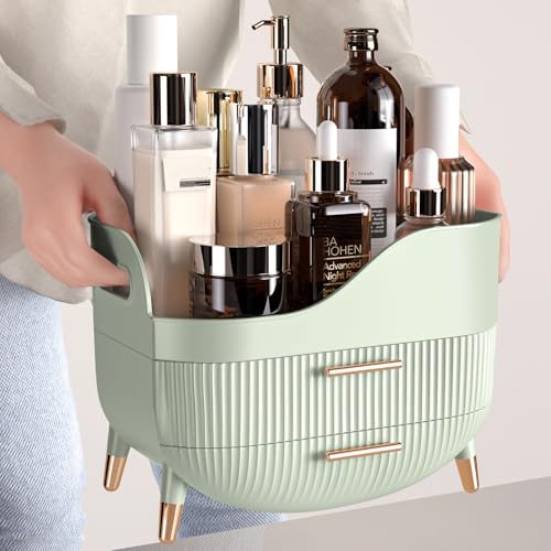 Sage Green Pajiriona Makeup Organizer with Drawers & Handle – Large Vanity Storage