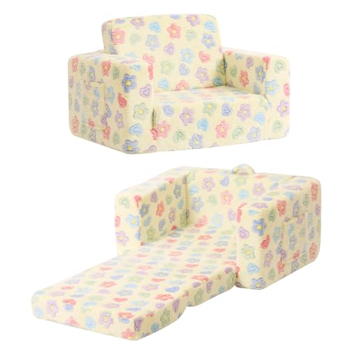 2-in-1 Foldable Kids Sofa and Lounger - Convertible Toddler Armchair