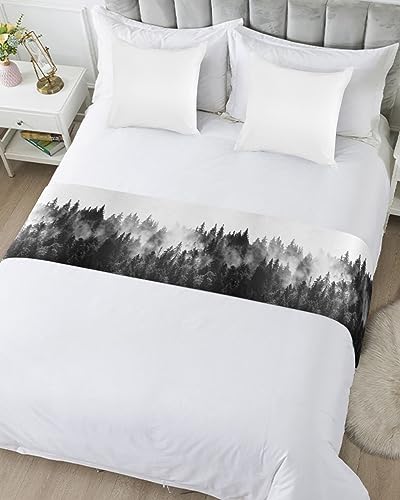 Black Forest Abstract Landscape Bed Runner for Queen Size Bed, 83x20