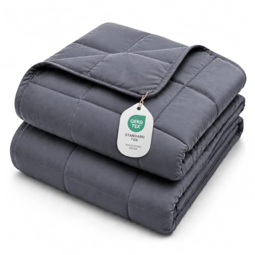 L'AGRATY 15 lbs Weighted Blanket for Adults (48"x72") - Cooling Microfiber