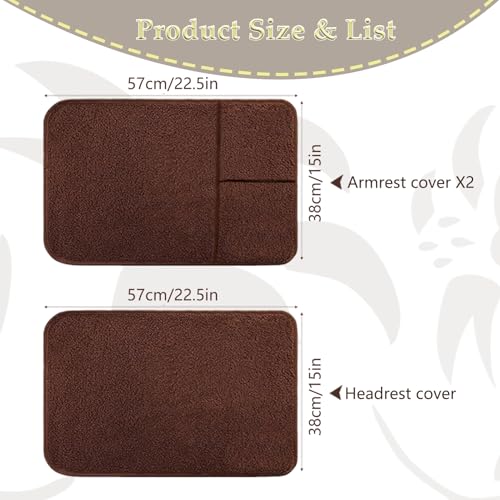 Armrest Covers Set of 3 - Non-Slip Recliner Protector with Pockets
