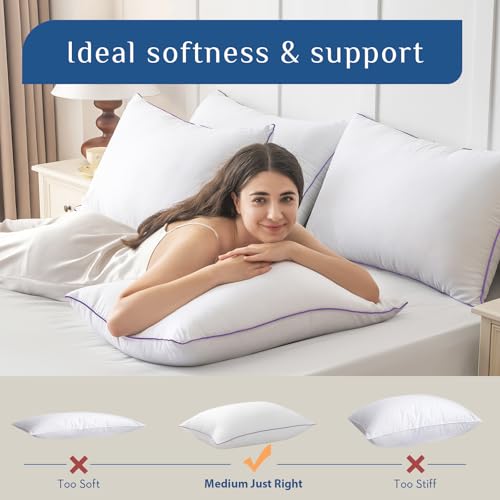 JOLLYVOGUE Queen Size Bed Pillows Set of 2, Firm Down Alternative Fill