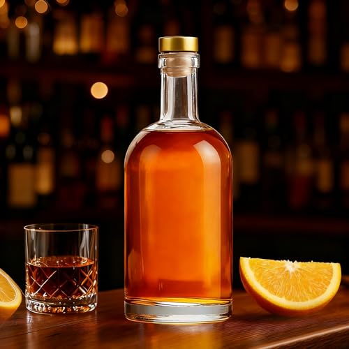 Clear Glass Bottles with T-Top Cork Stoppers 4 Pack 750ml