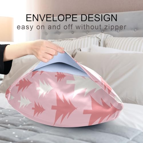 Christmas Tree Pink Satin Pillowcase 20x30in | Kopirit Hot Sleepers Queen Size