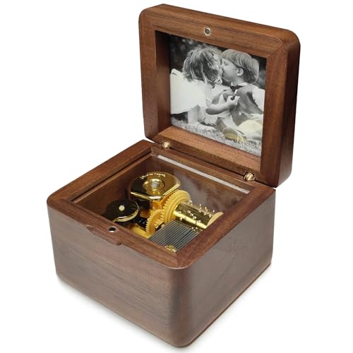 Solid Walnut Wood Music Box - You Are My Sunshine with Photo Frame