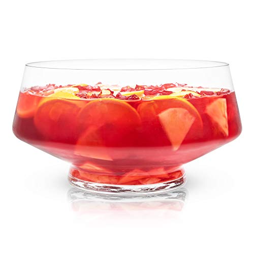 2.5-Gallon Footed Glass Punch Bowl, Large Angled Serving Bowl for Parties
