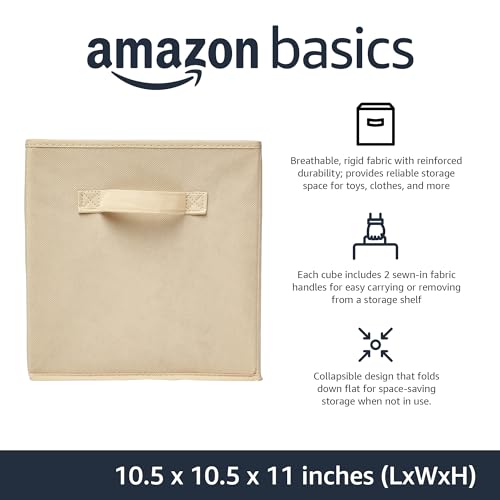 Amazon Basics Collapsible Fabric Storage Cubes Organizer 6-Pack Beige