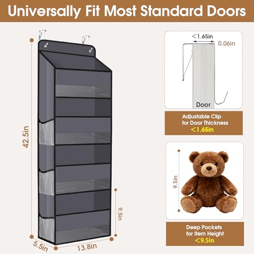 Over The Door Storage Organizer With 4 Tiers And Mesh Side Pockets