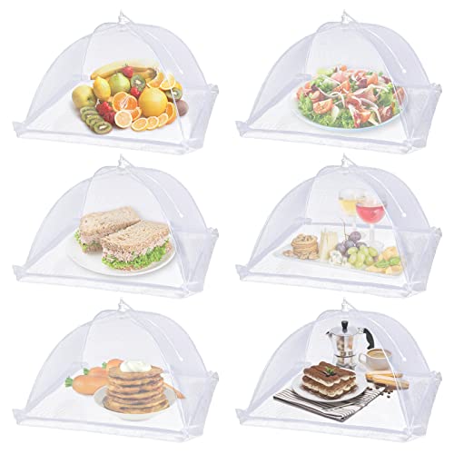 Pop-Up Mesh Food Covers (6 Pack) - 17x17 Collapsible Tents for Outdoor BBQ