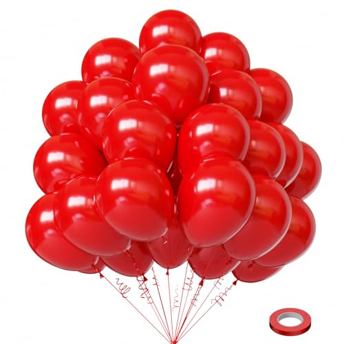 Red Latex Balloons 55pcs 12-inch for Birthday Party Decorations - Red
