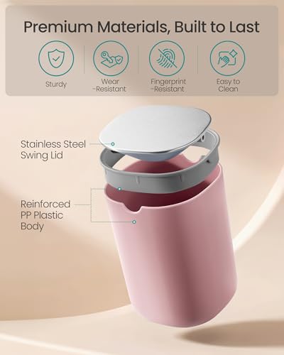 Mini Desk Trash Can with Stainless Steel Swing Lid 1.5L