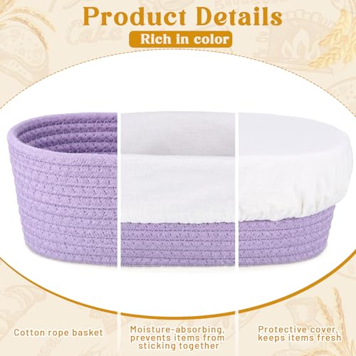 Ferrochef 4-Piece 10 Inch Oval Banneton Proofing Baskets Set with Liners & Covers - Rich Color
