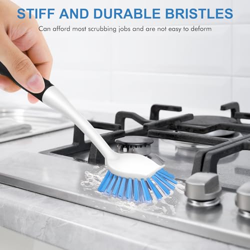 2-Pack Kitchen Dish Brush with Scraper Tip - Stiff Bristle Scrubber