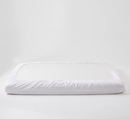 Simple&Opulence Linen Fitted Sheet (1 Piece) - 14 Inch Deep Pocket Mattress Cover Natural Flax Cotton Blended Soft Breathable Bedding - White, Queen Size