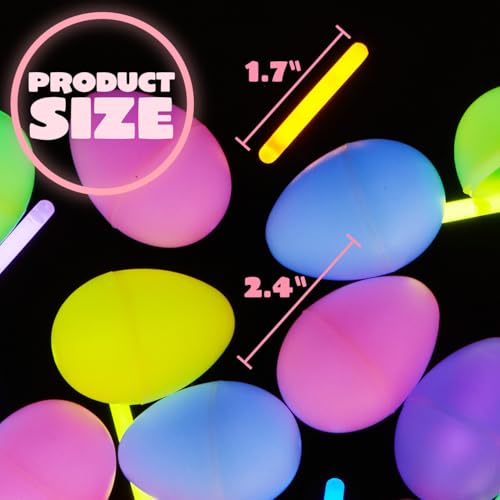 JOYIN 144 Pcs Easter Eggs with 288 Pcs Mini Glow Sticks for Kids Glow-in-The-Dark Basket Stuffers Fillers Gift, Easter Eggs Hunt Game Party Favors Classroom Decorations Supplies