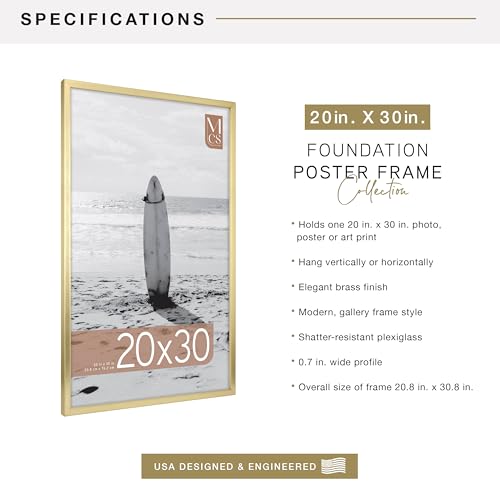 20x30 Brass Poster Frame - Wall Hanging Picture Frame for Art & Photos