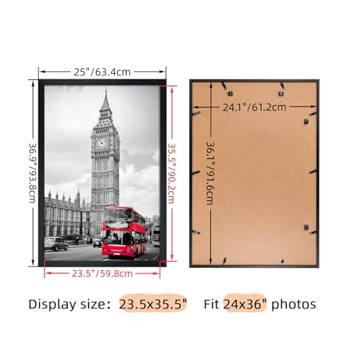 24x36 Metal Poster Frame - Sleek Black Picture Frame for Wall Display