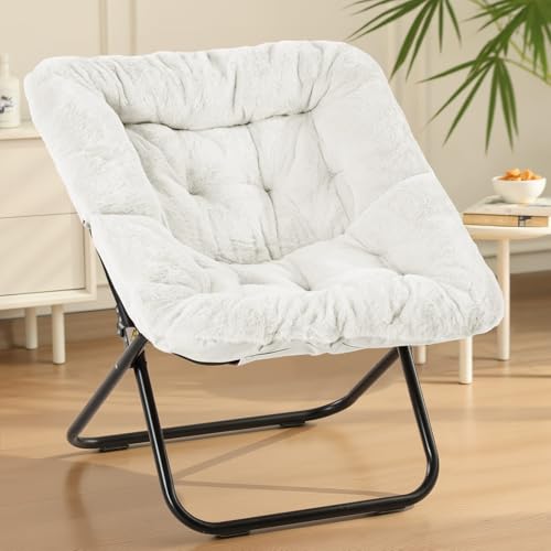 Oversized Foldable Faux Fur Lounge Chair for Bedroom and Dorm