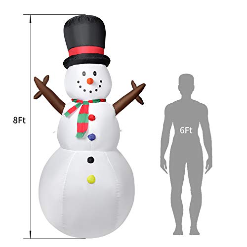 8FT Inflatable Christmas Snowman with LED Lights Indoor Outdoor Holiday Decoration