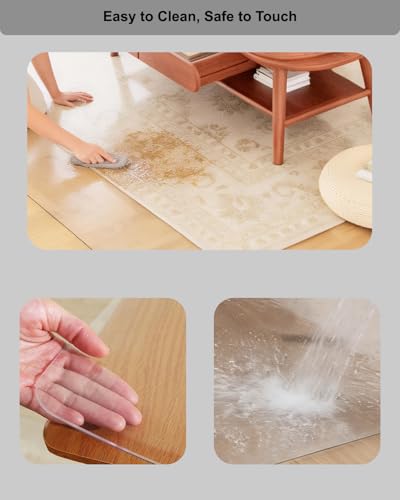 3'x5' Clear Vinyl Floor Protector Mat with 16 Anti-Slip Stickers