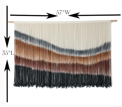 Large Macrame Wall Hanging - Boho Tie-Dye Tapestry 57x35" Woven Wall Art