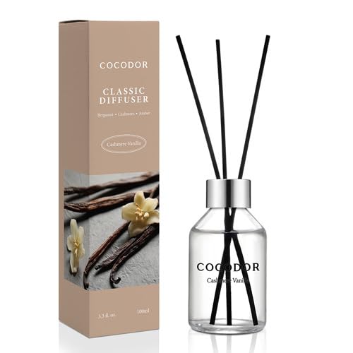 Cashmere Vanilla Reed Diffuser Set - 3.4 oz Home Fragrance with 5 Sticks