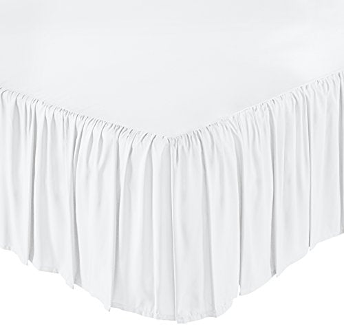 Classic Ruffled Bed Skirt - 16 Inch Drop, Full Size Dust Ruffle, White