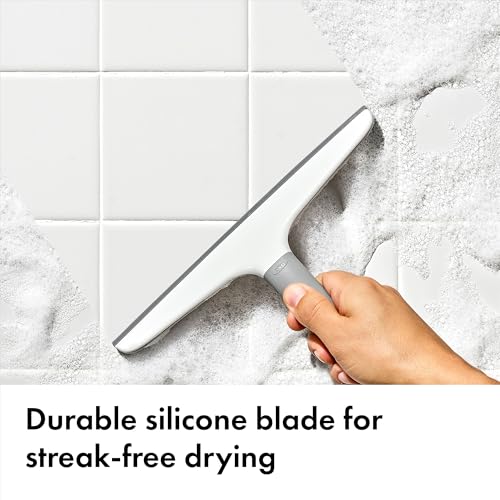 10-Inch Silicone Shower Squeegee with Storage Hook for Glass and Mirrors