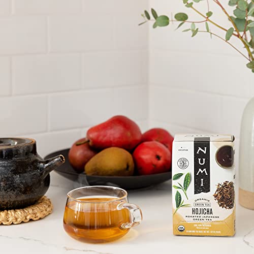 Numi Organic Hojicha Tea, 16 Tea Bags (Pack of 3), Roasted Japanese Green Tea, Caffeinated