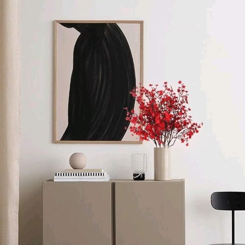 NAHUAA 6Pcs Red Artificial Baby Breath Flowers Bouquet for Home Decor