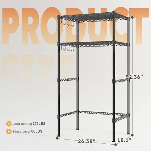 2-Tier Adjustable Mini Fridge Shelf and Storage Rack with Hooks