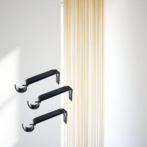 Adjustable Heavy Duty Curtain Rod Brackets - Fits 1-Inch Rods, Set of 3