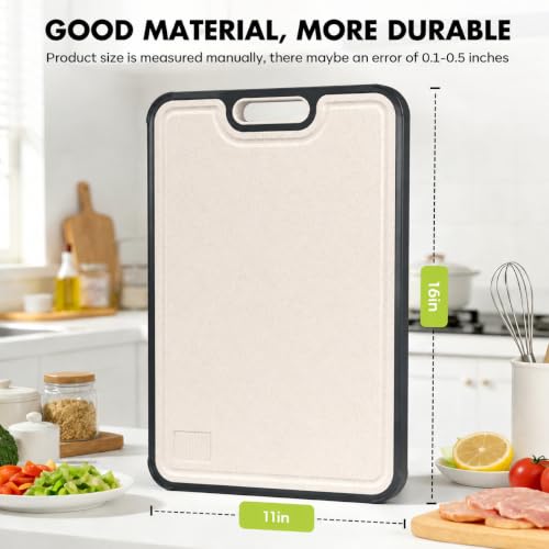 Dual-Sided Titanium & PP Cutting Board with Juice Groove (16" x 11")