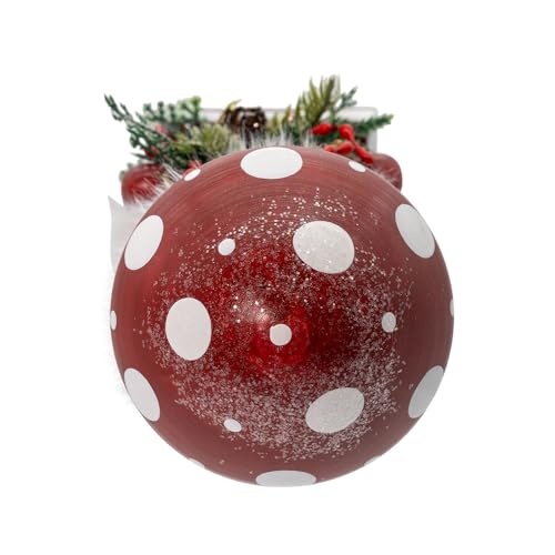 Wooden Santa Nutcracker with Mushroom Topper - 9-inch Holiday Decor