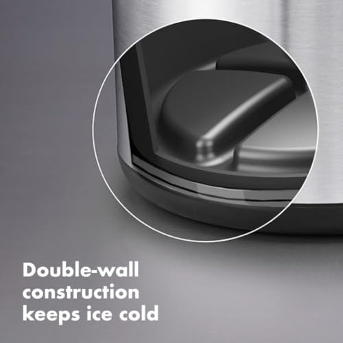 OXO Steel Ice Bucket with Tongs Set | Double-Wall Keeps Ice Cold