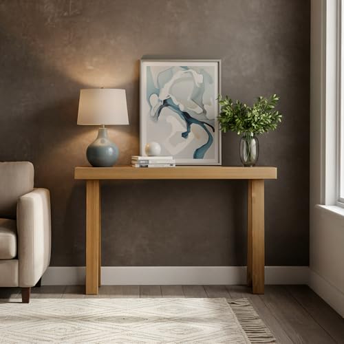 Solid Wood Classic Console Table, 36 Inch Narrow Entryway Table - Pecan