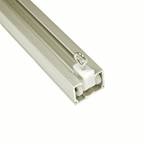 Heavy Duty Ceiling Mount Curtain Track Set with Wheeled Carriers - 4ft Silver