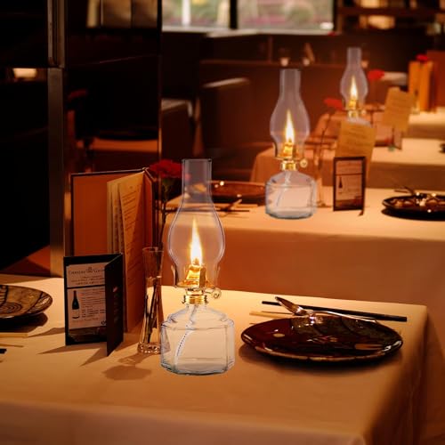 Vintage Glass Kerosene Oil Lamp for Indoor Use - Clear Hurricane Lantern