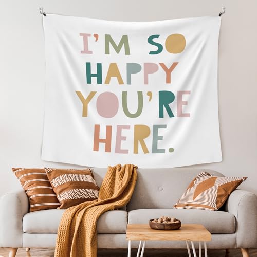 "I'm So Happy You're Here" Boho Wall Tapestry - Classroom Decor (50x60 in)