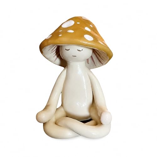 Meditation Mushroom Resin Figurine - Funny Yoga Decor for Home & Office