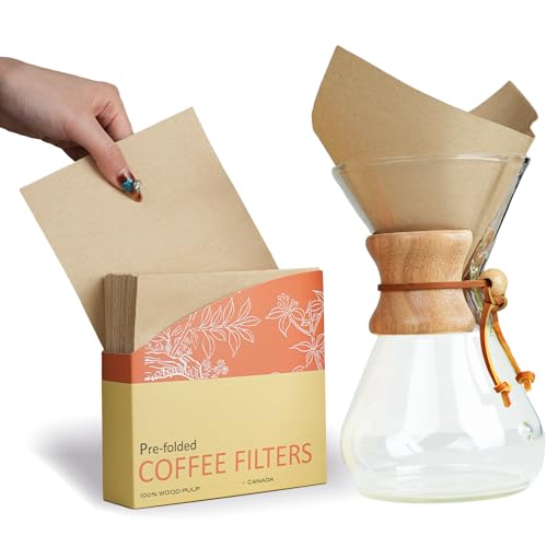 Natural Unbleached Pour-Over Coffee Filters, 5-13 Cup Cone, 50 Pack