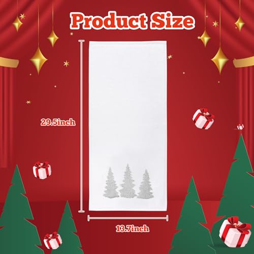 Quera 2-Pack Christmas Hand Towels 14x30" Embroidered Winter Woodland Trees