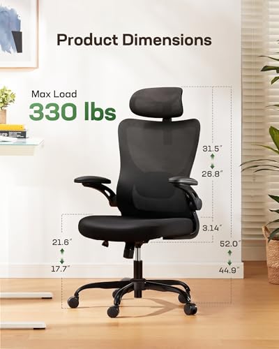 Ergonomic High Back Mesh Office Chair with Adjustable Lumbar & 3D Armrests
