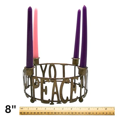 Needzo Christmas Advent Candleholder - Religious Holiday Home Decor, Metal, 8 Inches