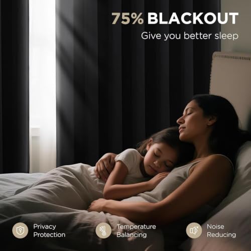 Blackout Curtains 96 Inch Long - Noise Reducing & Wrinkle-Free Drapes