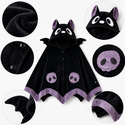 Women's Halloween Wearable Blanket Hoodie, Plush Animal Oversized Blanket